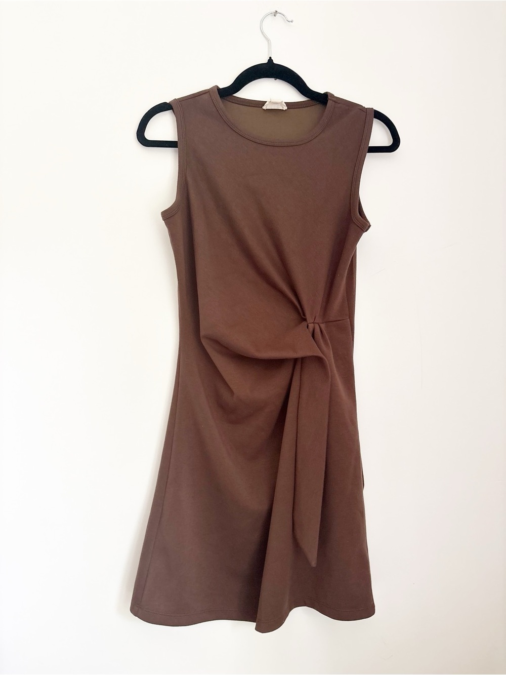 Sleeveless Brown Twist-Front Dress